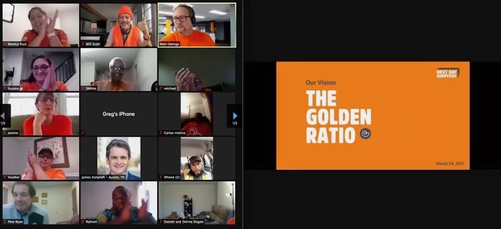 An online group session alongside a presentation titled “The Golden Ratio.”